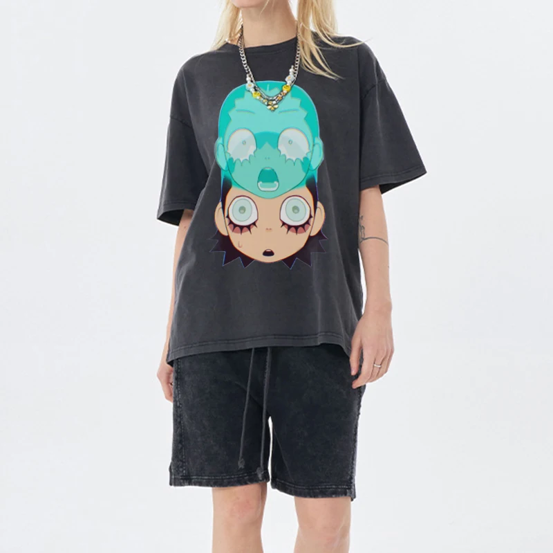

Street Hip hop T-shirt Male Cartoon Female Graphic Printed T-shirt Fashion Loose Cotton T-shirt 2022 Collar T-shirt Top