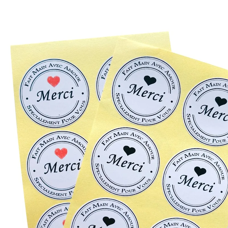 

100Pieces Merci love envelope seal specialement pour vous sealing stickers DIY white/cowhide/transparent dia 3.5cm