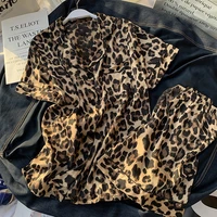 Pink Leopard Three-piece Set Pajamas for Women Y2k 2024 New Classy Spring Female Sleepwear Short Sleeve Fashion Casual Homewear - Image 6