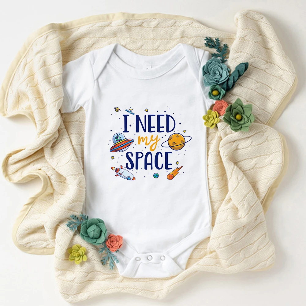 

I Need My Space Funny Newborn Baby Boy Clothes Bodysuits Short Sleeve Summer Streetwear Outer Space Cartoon Toddler Jumpsuits