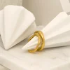 Ripple Stainless Steel Rings For women Gold Color Chunky Band  Stackable Silver Stacking Irregular Wave Minimalist Jewelry Set 6