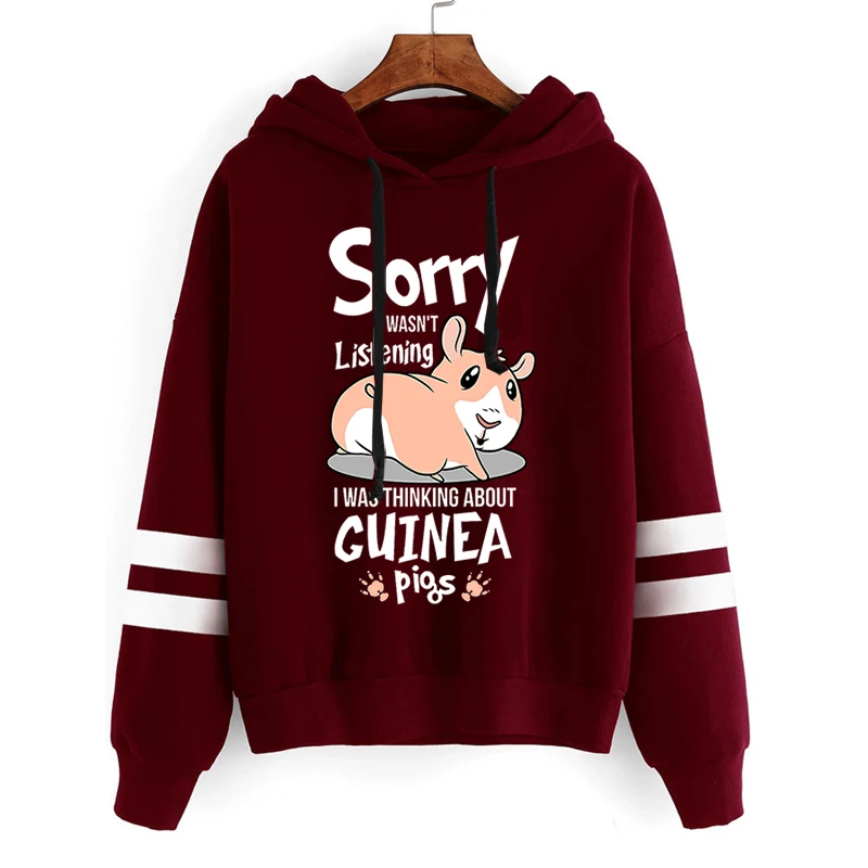 

Cute Graphic Hoodies I Was Thinking about Guinea Pigs Sweatshirt Lovely Guinea Pig Y2k Hoodie Casual Loose Female Hoody Pullover