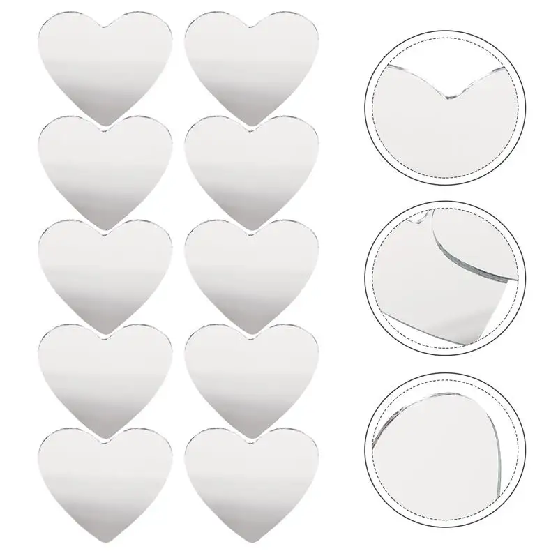 Mini Pcs Alloy Mirror Portable Makeup Small Heart Shape Unfinished delicate Pocket DIY Art Craft Touch Screen Standing makeup mirror 20