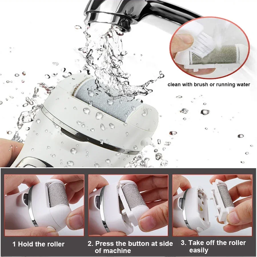 Replacement Roller Head for Electric Foot Polisher Callus Remover, 3pcs Quartz Scrubber Fine/Medium/Coarse For Pedicure 5