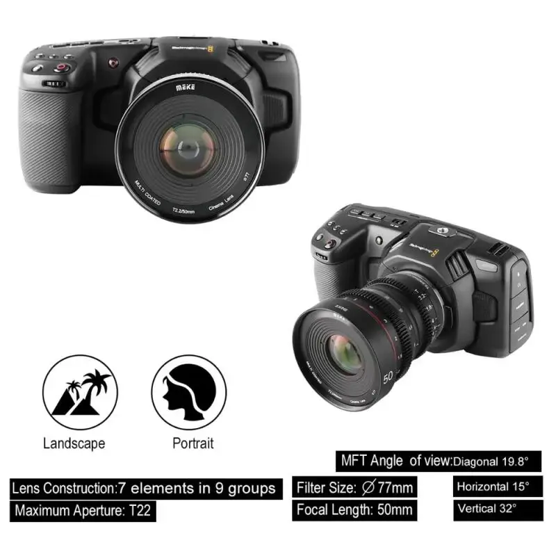 MEIKE 12/16/25/35/50/65/85mm T2.2 Cinema Lens Series Large Aperture Manual Focus