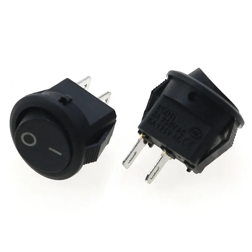 2 stücke kcd1 2pin 3pin ein/aus runder Boots wipp schalter dc ac 3a/250v 6a/125v schwarz weiß rot Druckknopf schalter – Detail 2