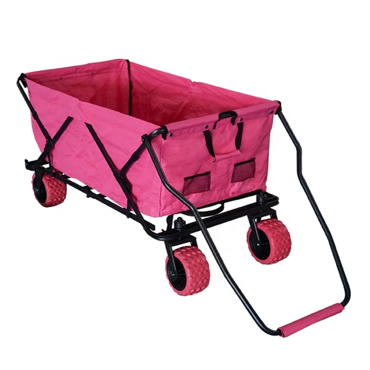 

2024 hot sale extra large collapsible trolley all terrain utility beach folding metal wagon cart