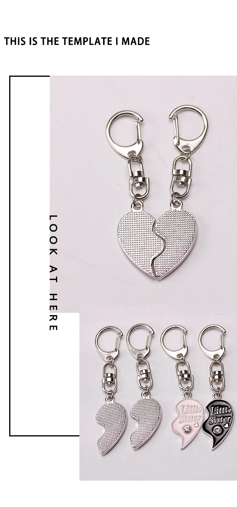 Mode Big Sis Lil Sis Keychain Für Grils Nette Herz Brief Rucksack Anhänger Auto Keychain Zubehör Schmuck Geburtstag Geschenk – Detail 9