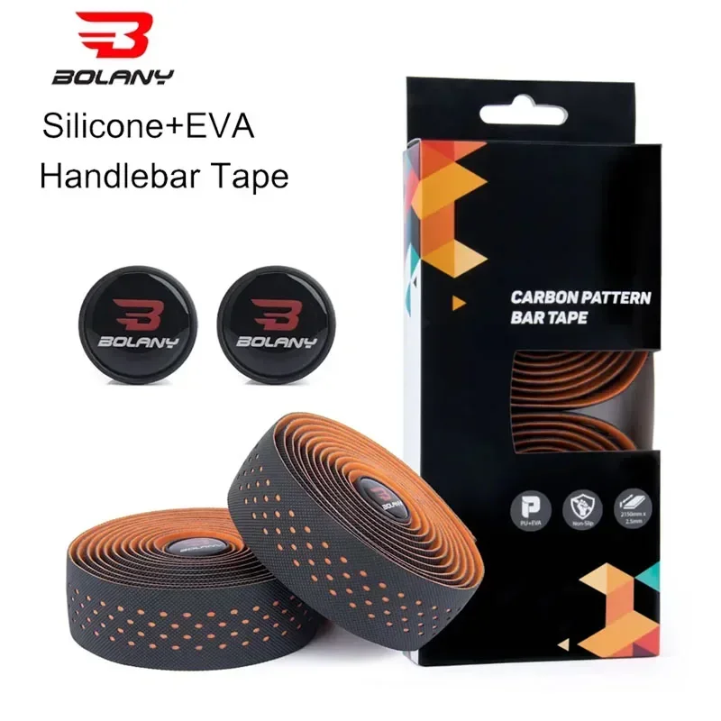 BOLANY Road Bike Punch Handlebar Tape Wrap Shockproof Anti-slip With Adhesive Back With Bar Plugs Bicycle Cycling Accessories