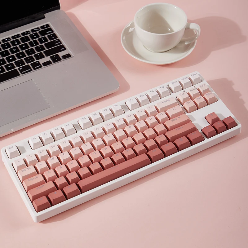

134 Keys PBT Pink Gradient Keycaps RSA Backlit Transparent Rouge Win Mac Layout GK61 68 75 80 96 98 100 Mechanical Keyboard