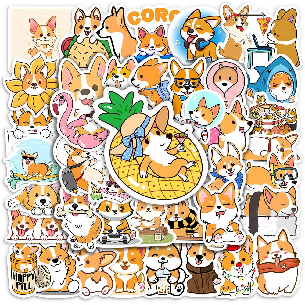 Cute Kawaii Corgi Pet Dog Decorative Washi Stickers Scrapbooking Label Diary Stationery Album Computer Refrigerator Skateboard handbook stickers