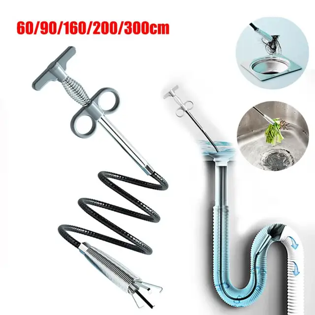 60/300 Cm -Es Cső Dugattyú Szennyvízcsatorna -Oldó Blokkoló Kígyó Rugócső Kotrási Szerszám Haj Tisztító Mosogató Feloldó Fürdőszoba Kiegészítő