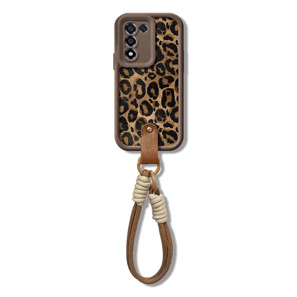 Leopard Red Lips Wrist Strap Lanyard Phone Case Cover