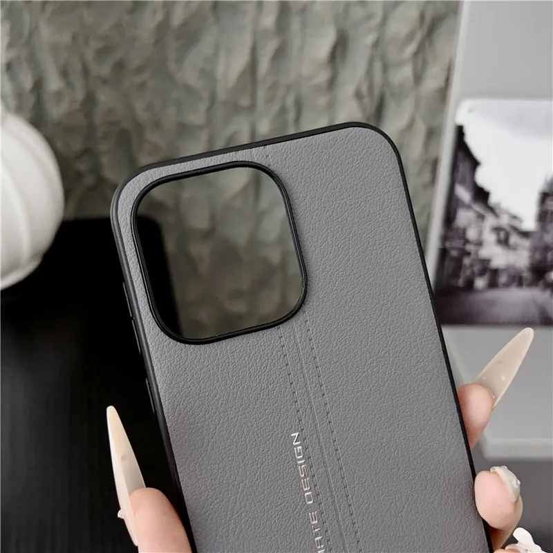 Simple Style High-Quality PU Leather Shockproof Back Phone Case