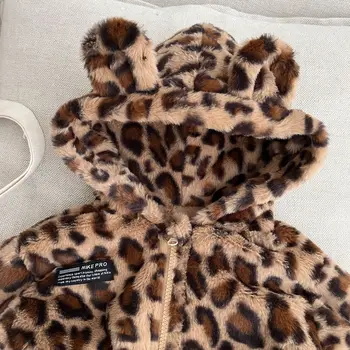 Ayniniell-الفتيات ليوبارد طباعة بأكمام طويلة مقنعين سترة ، أفخم معطف ، عادية ، الدافئة ، الكورية الموضة ، الخريف ، الشتاء 4