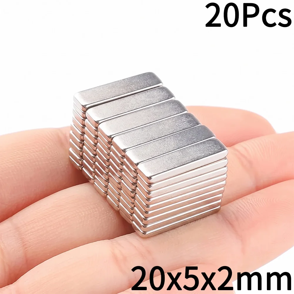 Super Powerful Permanent Block Magnets for Fridge and DIY Projects, 20mm x 5mm x 2mm, 20-50 Piece Set