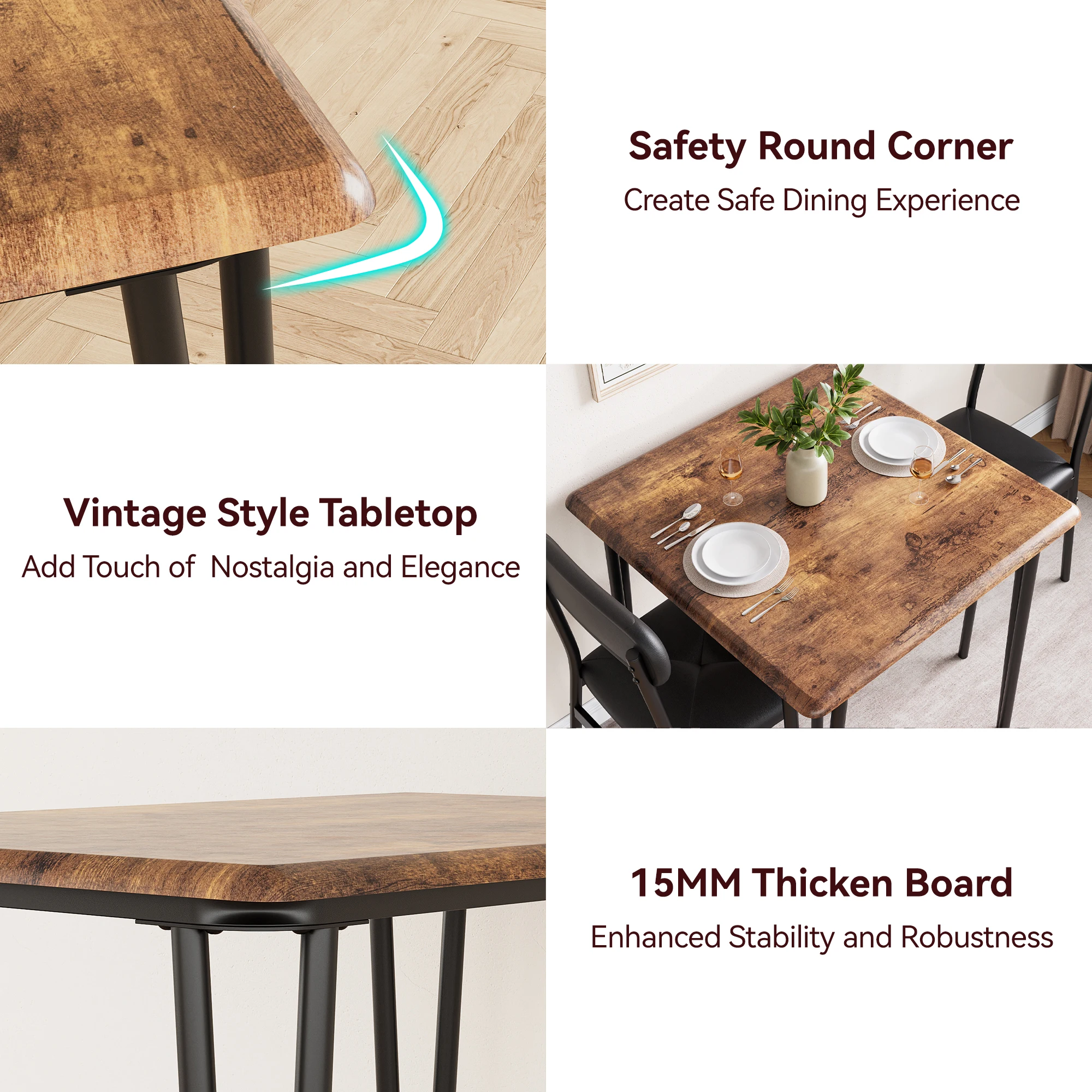 Small Dining Table Sets for 2 with Upholstered Chairs kitchen Dinner Table and Chairs Set of 2 Furniture for Dining Living Room
