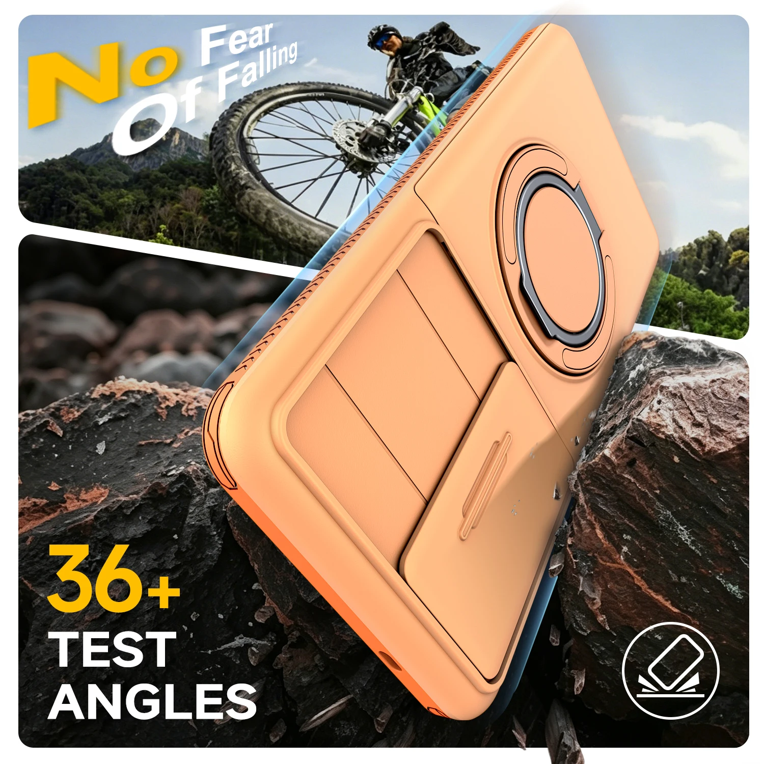 Universal Slide Camera Ring Holder Case with Card Slot and Protective Cover