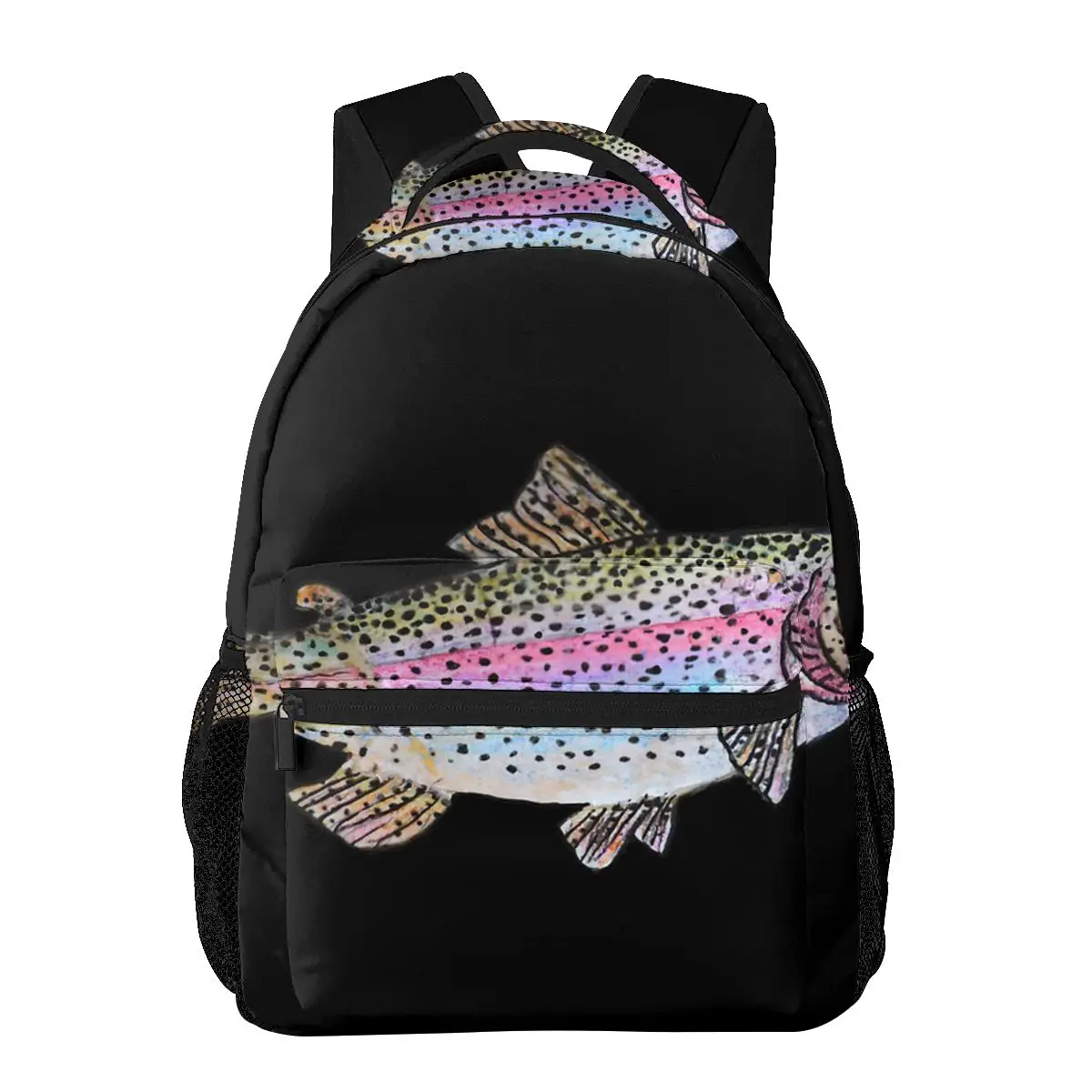 Rainbow Trout Fish Drawing Casual Backpack Unisex Students Leisure Travel Computer Backpack