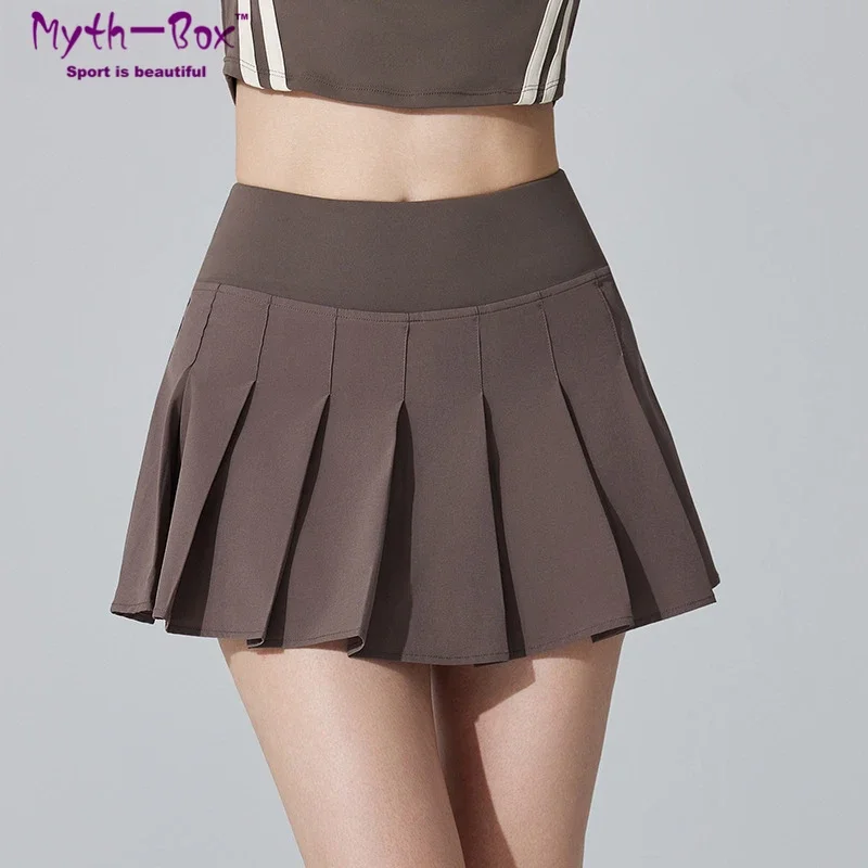 Summer Women Tennis Skirts Sport Pleated Skort Fake Two Piece Badminton Shorts Girls Gym Fitness Running Short Skirt With Pocket
