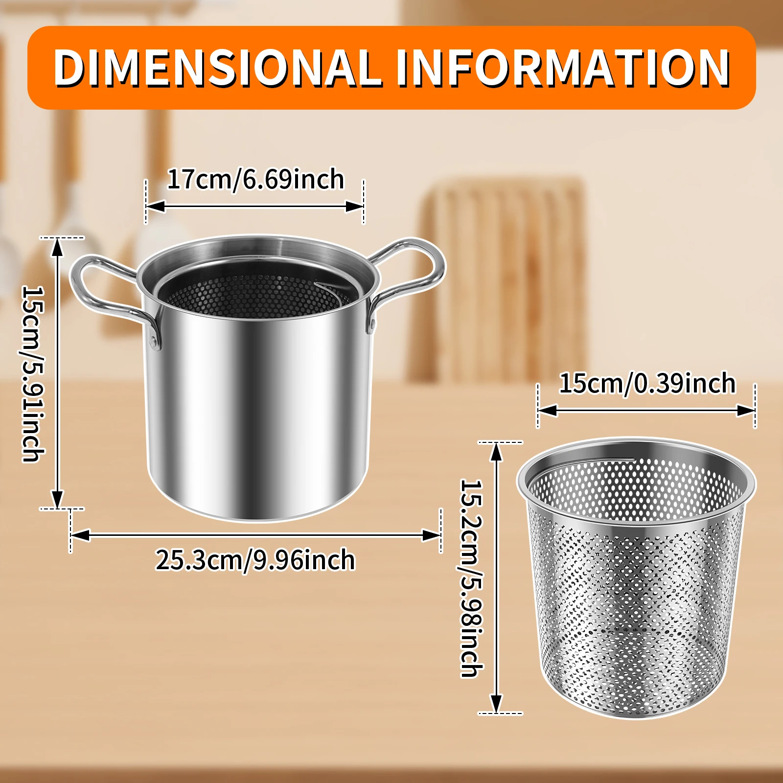 Deep Fryer Pot With Strainer Basket 3.5L Stainless Steel For French Fries Chicken Kitchen Pans