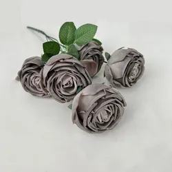 Elegant Artificial Rose Bouquet for Weddings and Home Decor - 5 Roses (GRAY)