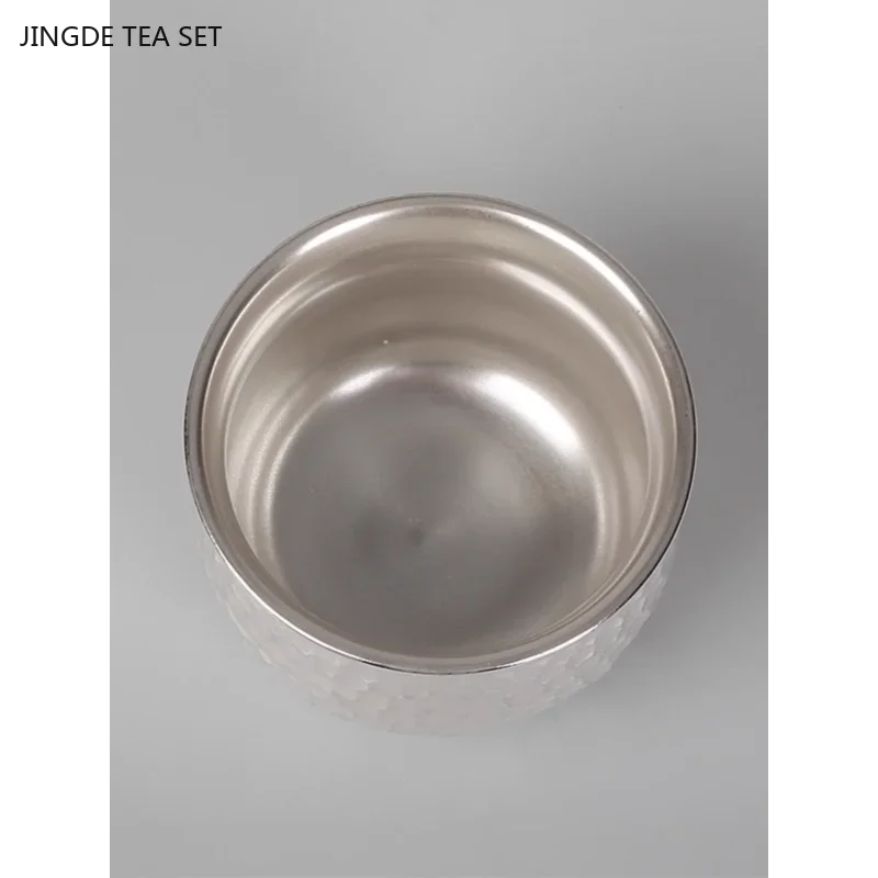 1PCS 80ml Hammer Patterned Gilded Silver Teacup Tea Tasting Ceramic Tea Set Anti Scalding and Thermal Insulation Master Cup