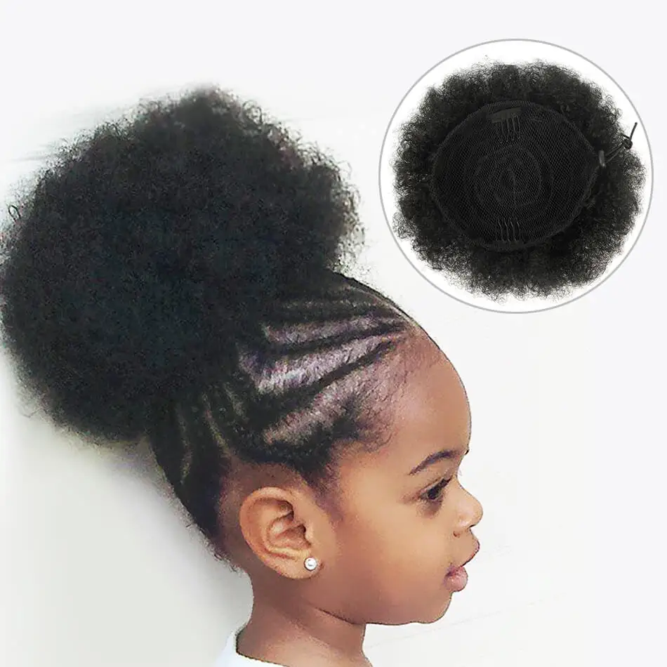 Synthetic Afro Puff Drawstring Ponytail Hair Pieces Clip on Ombre Honey Colored Blonde Kinky Drawstring Curly Ponytail