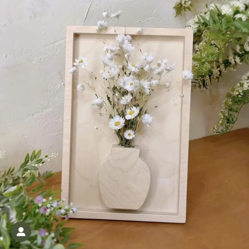 

Frame for Pressed Flowers Wooden Backaround Wall Picture Frame Kids Room Artwork Plant Specimen Square Picture Frame