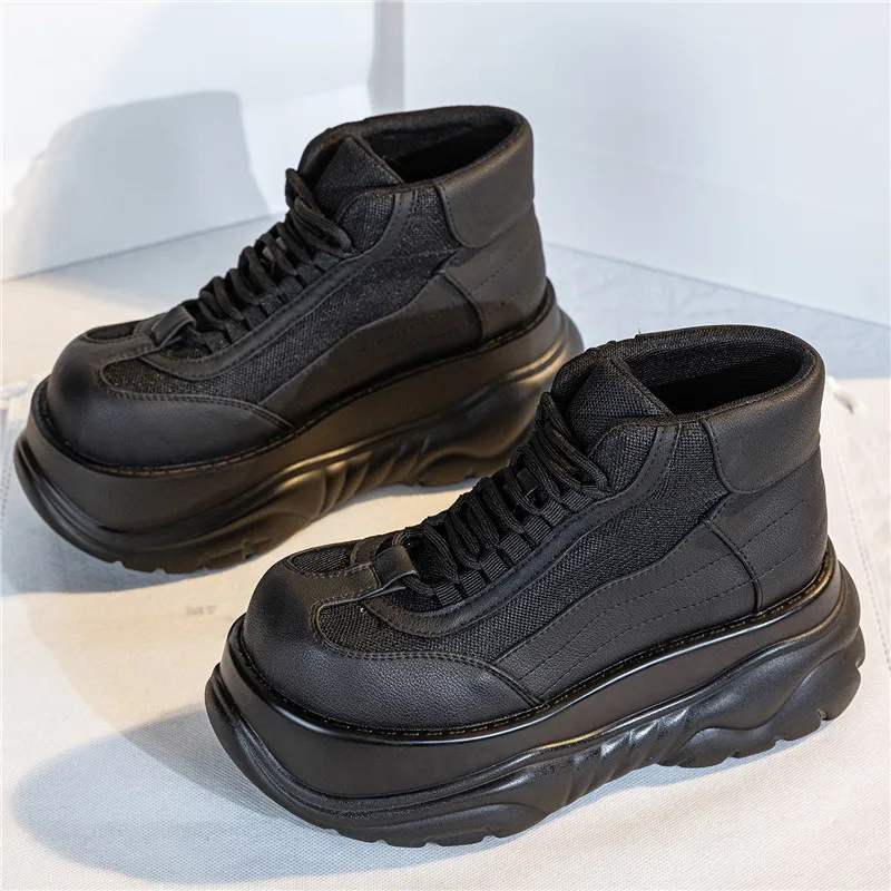 2024 Women's Small Man Heightened Platform High-top Trendy Cool Neutral Muffin Goth Short Punk Metal Big Head Boots