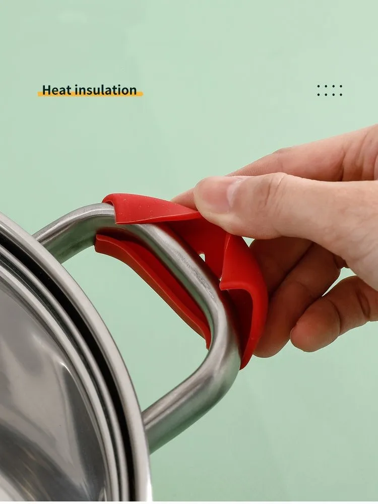 Description Picture 6 of item4/6Pcs Silicone Pan Handle Cover Heat Insulation Covers Pot Ear Clip Non-slip Steamer Casserole Pan Handle Kitchen Tool