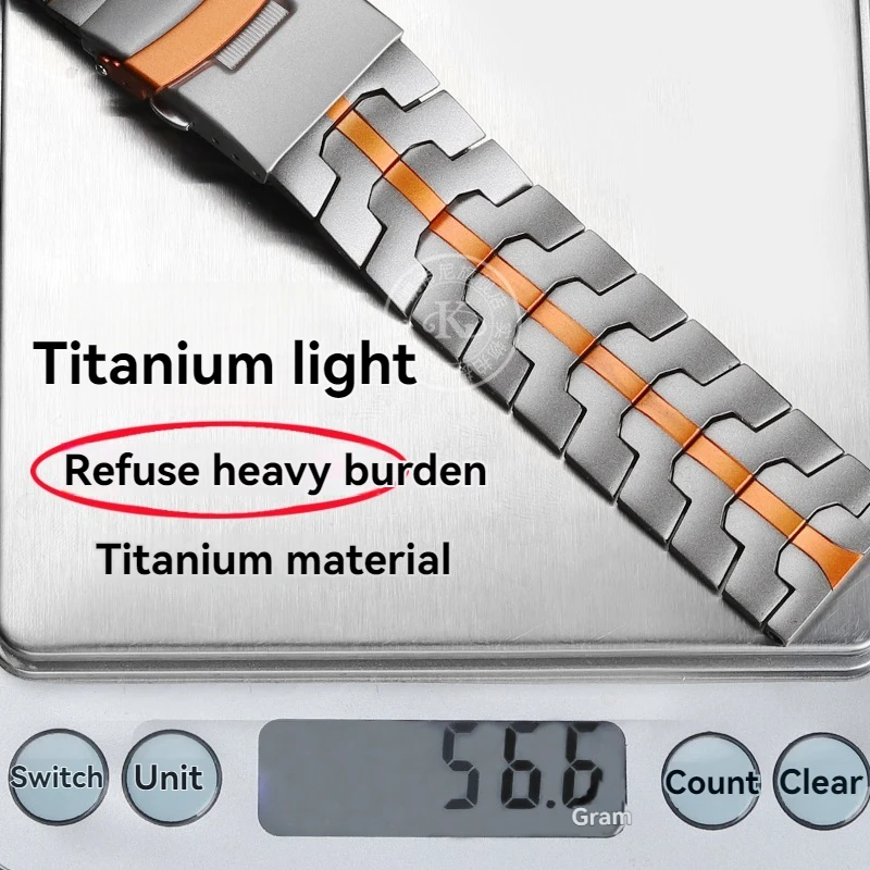 Sleek Titanium Orange Adjustable Watch Strap, 22mm/20mm