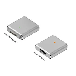 USB - C to Magnetic Charging Cable Adapter with Indicator Light, 100W Power Delivery (Silver)