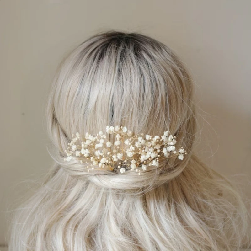 Babys Breath Gypsophila Hair Pin for Wedding, Fake Realistic Flowers 