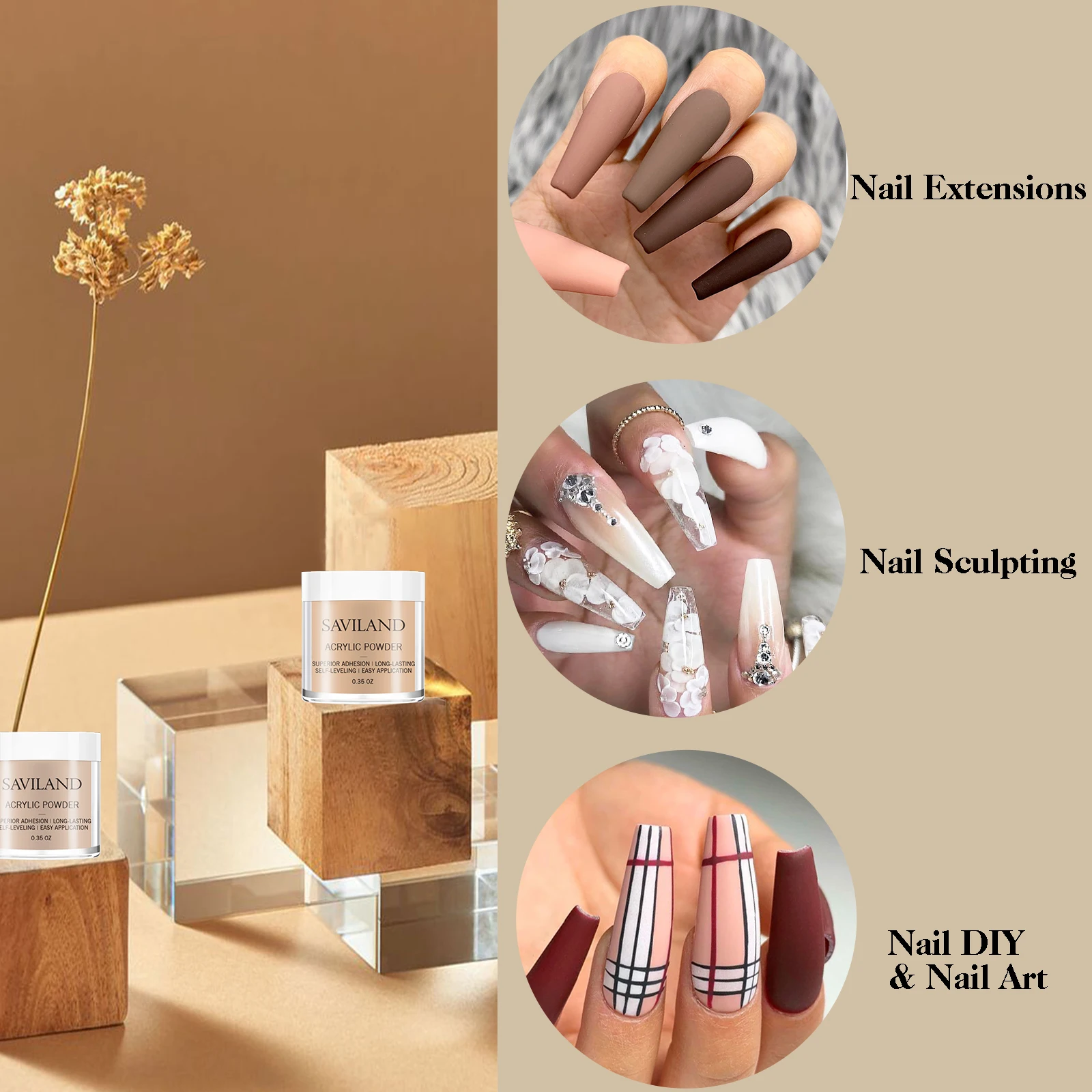 10 Colors Acrylic Powder Set Brown Grey Series Professional Polymer Powder Nail Kit for Fall Winter Nail Extension Saviland