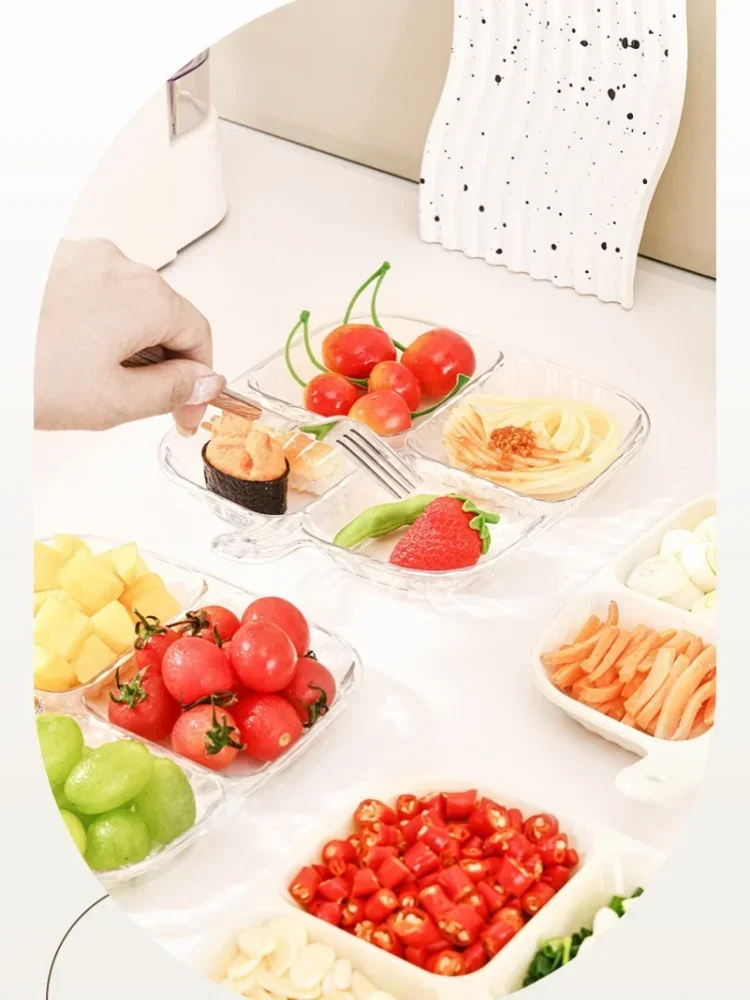 4 Compartment Fruit Plates Dinning-Table Divided Plate