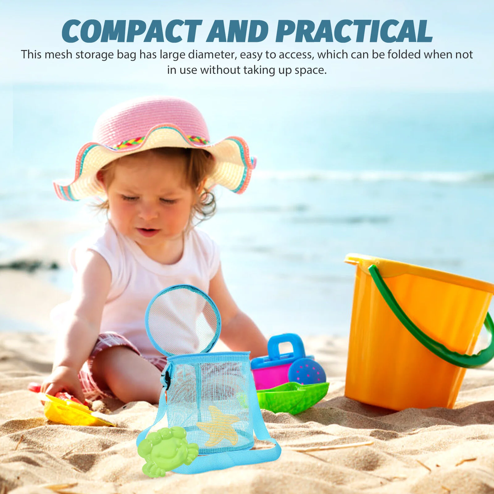 

Shoulder Bag Beach Storage Kids Beach Bag Bucket High Capacity Mesh Kids Purple Large Child