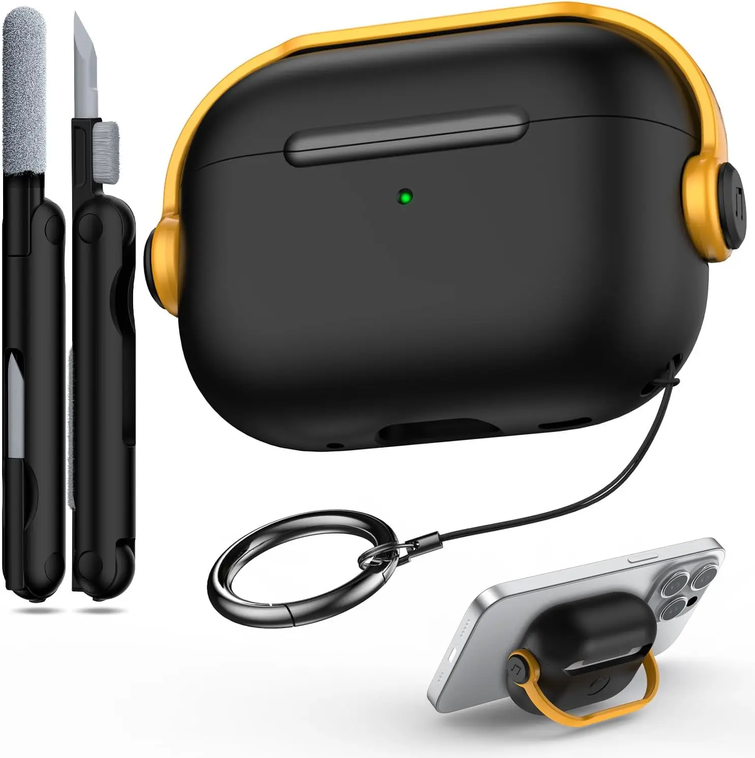 Für AirPods Pro 3/4/Pro 2 Kopfhörerhülle mit sicherem Verschluss, Musik-Headset-Design-Hülle für AirPods Pro 3/4 mit Reinigungsset