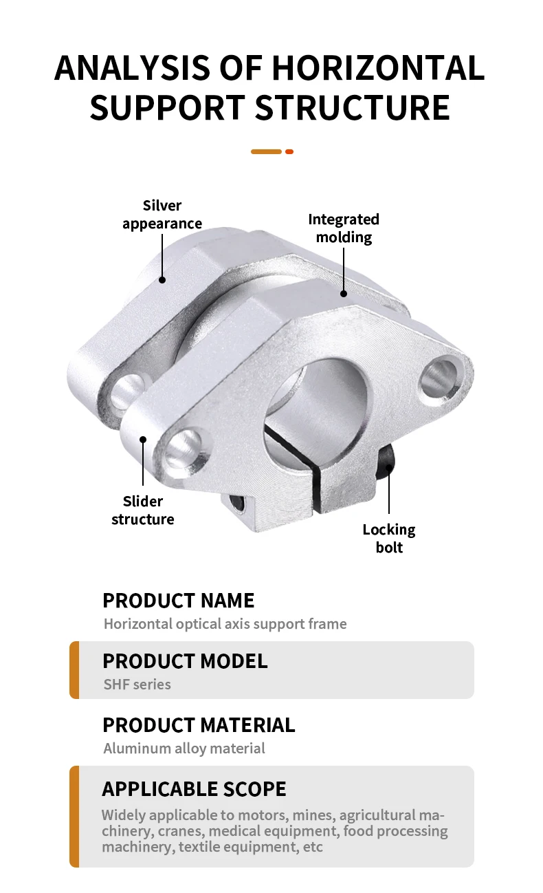 Description Picture 6 of itemFlange Mount Linear Rail SHF Series Aluminum Alloy Shaft Support Linear Rod Shaft Support SHF10 Holder Linear Rail End Bracket