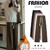 High Waist Wide Leg Pants Women's Loose Casual Thickened Corduroy Long Trousers Autumn Winter Fleece Lined Narrow Version