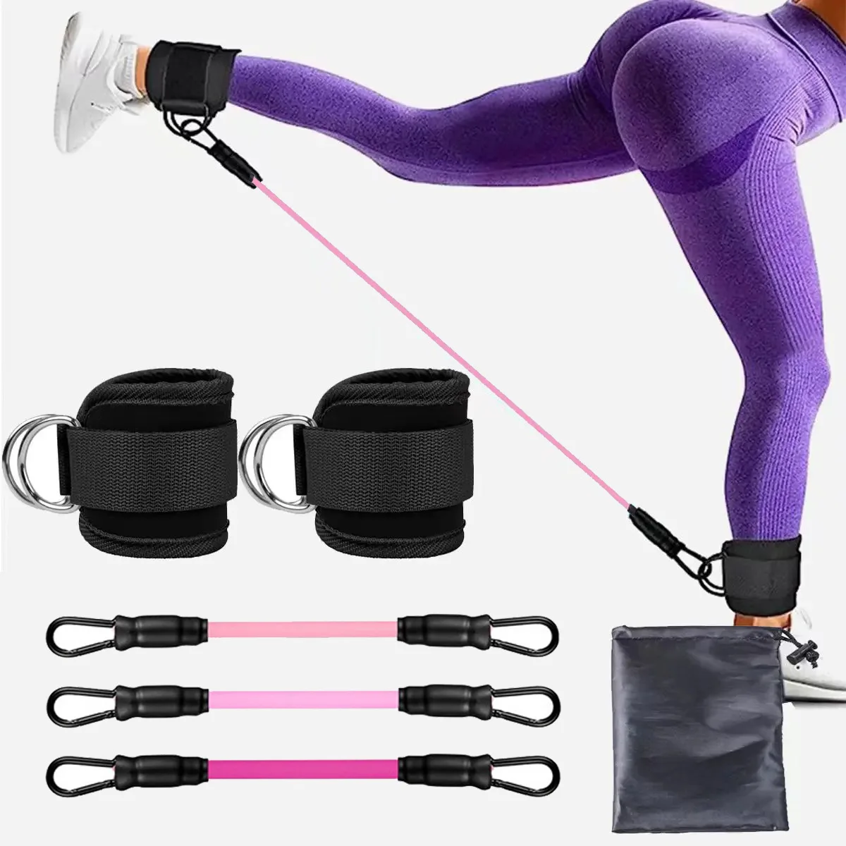 Fitness Elastic Resistance Bands Rope Ankle Strap Set Hip Leg Strength Training Pilates Crossfit Home Yoga Workout Gym Equipment