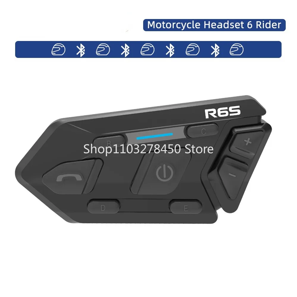 

Riders Helmet Headset Motorcycle Bluetooth Intercom Wireless Communication GPS Interphone Waterproof 1200M BT 5.0 R6S