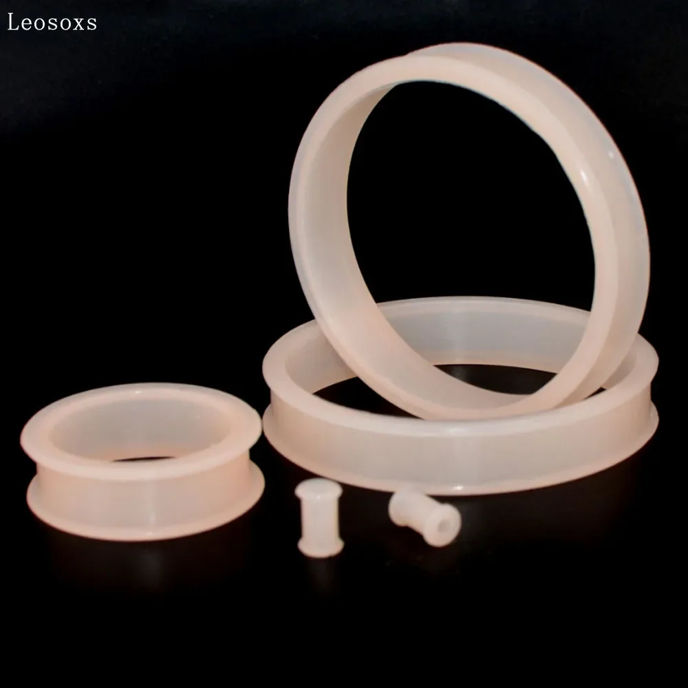 Leosoxs 1 Paar Siliconen Zwart/Wit Transparant Holle Katrol Auricle Vleeskleurige Oor Expander Body Piercing Sieraden