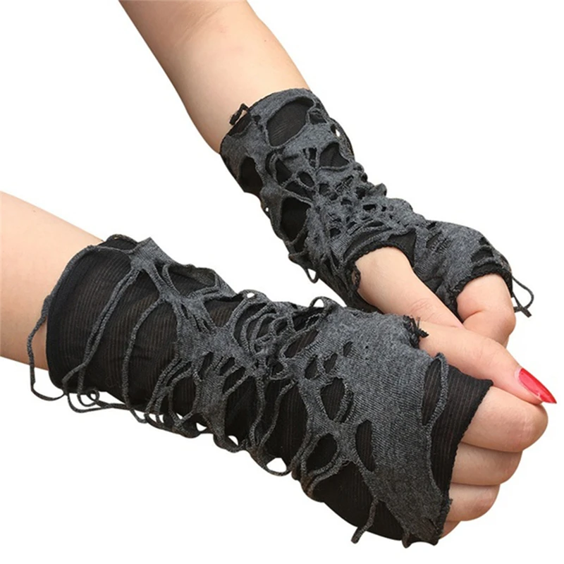 

Перчатки унисекс в готическом стиле, перчатки без пальцев в стиле панк, с разрезами, с дырками, в стиле ниндзя, крутые перчатки в стиле рок для мужчин и женщин, 1 пара