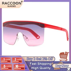 Oversized Half-Frame One-Piece Square Sunglasses Women Luxury Brand Designer Men Retro Shield Sun Glasses Goggle Travel Eyewear