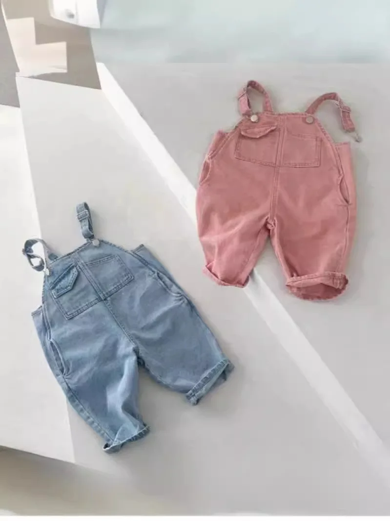 

Spring Summer New Baby Denim Overalls Newborn Sleeveless Jumpsuit Infant Boy Girl Strap Trousers Toddler Casual Pants 0-24M