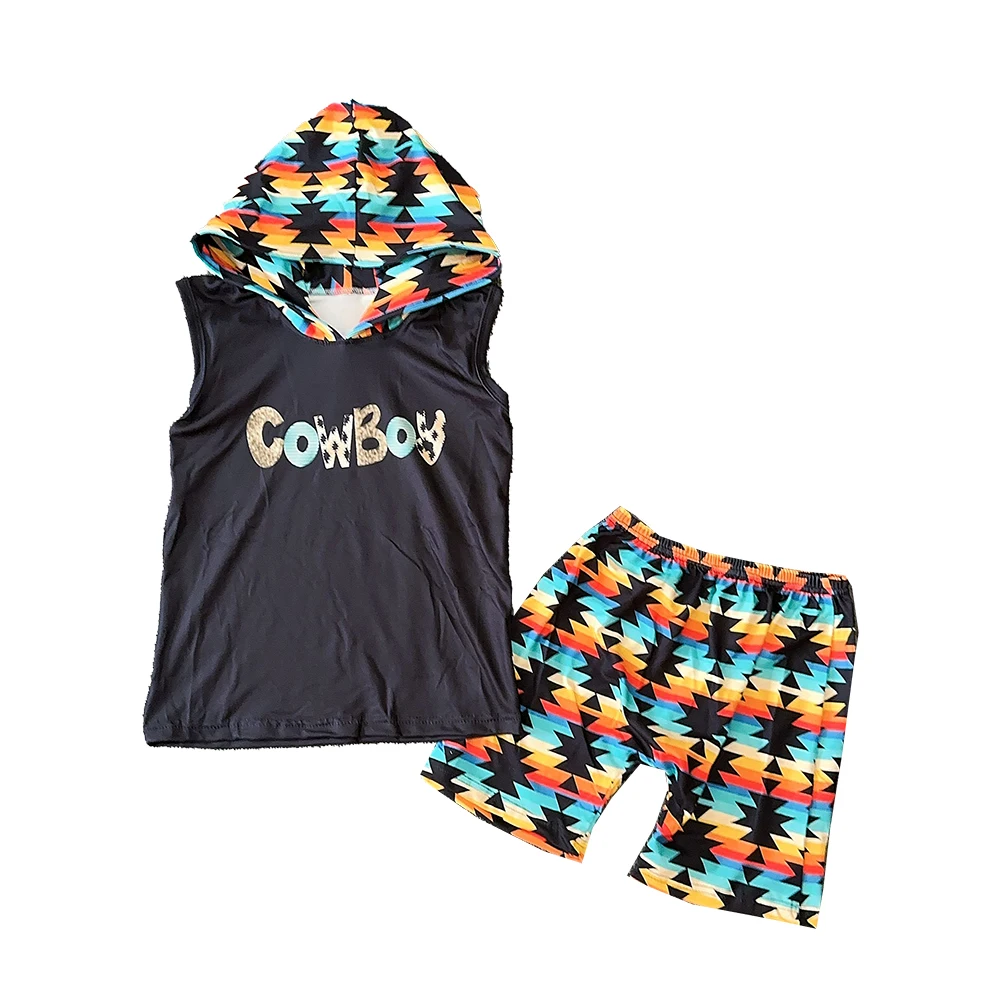 

New Western Cowboy Shorts Boys Hoodies Outfits Summer Kids Clothing Whloesale