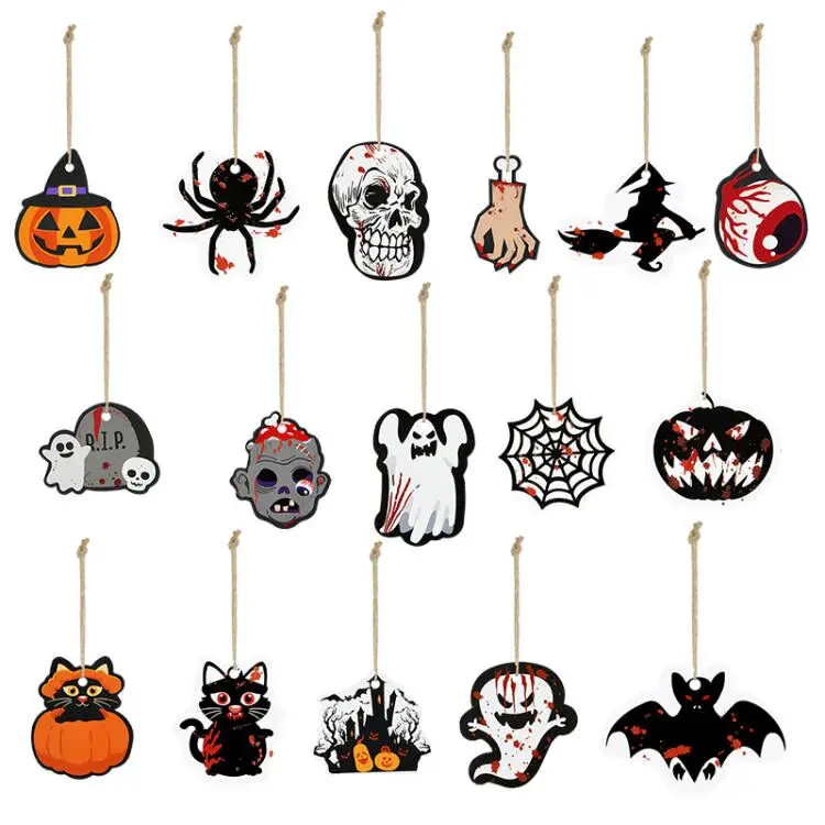 

Halloween Paper Tag Funny Pumpkin Skull Ghost Hanging Pendants Card DIY Art Crafts Gift Wrapping Halloween Party Decor Supplies