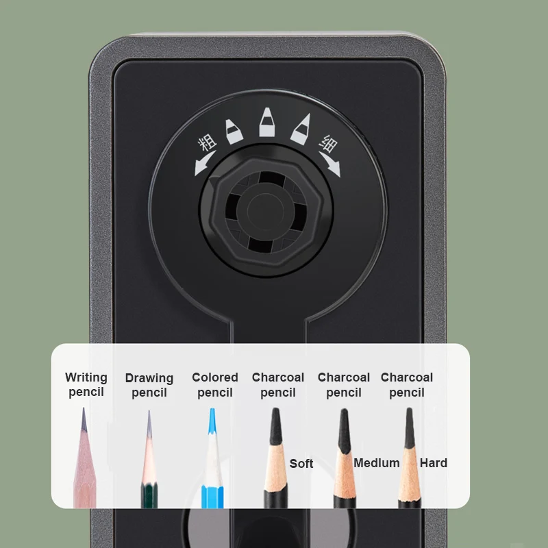 델리 펜슬 샤프너 핸드 크랭크 샤프너, 키즈 아트 숯 연필, 스케치 연필, 포인트 조정 가능한 문구 기계