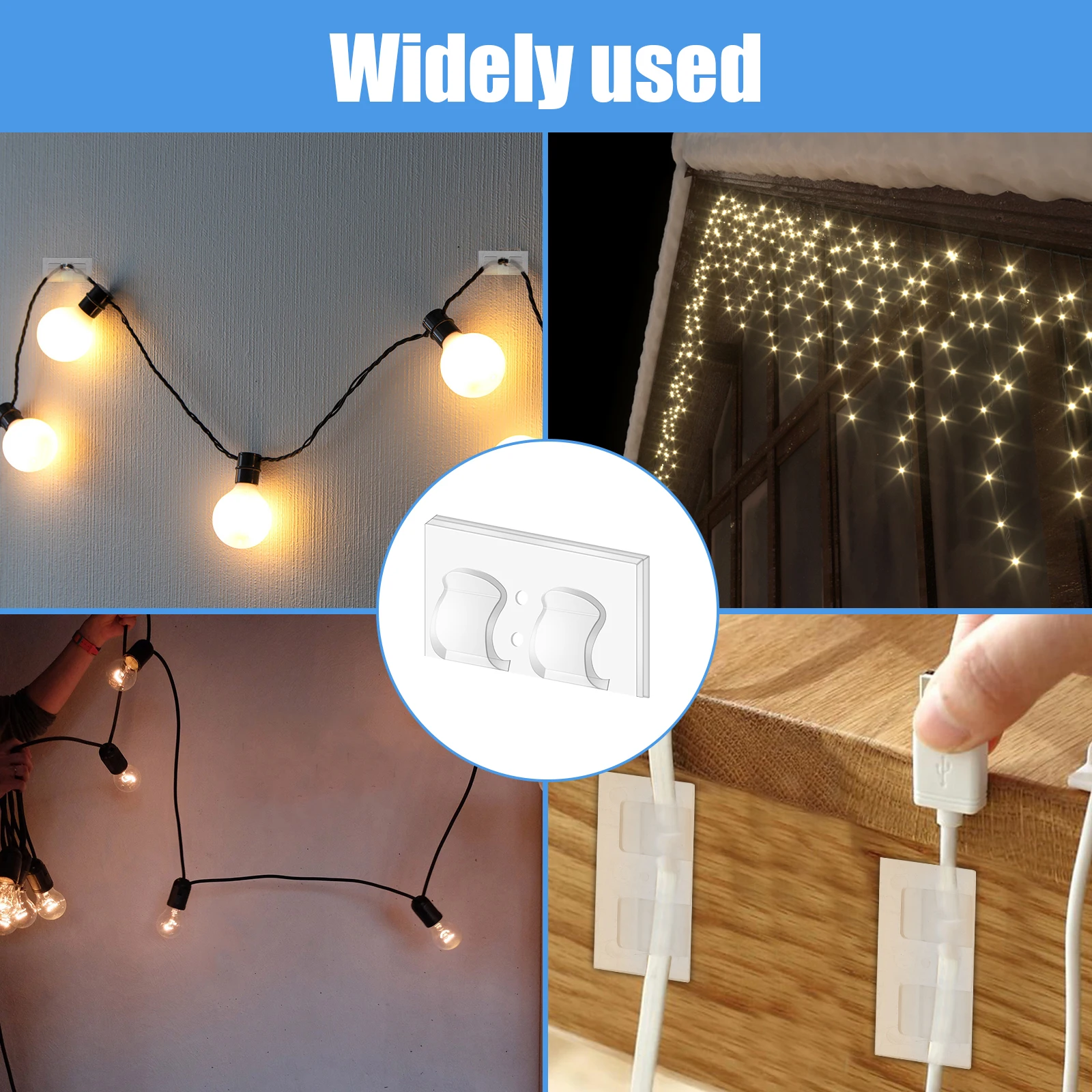 30pcs Cable Organizer Clips Cord Keeper Wire Manager Cord Holder String Lights Clips Self Adhesive Cable Hooks Clear Clamp